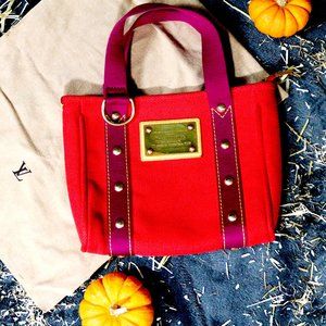 Louis Vuitton Antigua Cabas Red Toile PM Bag